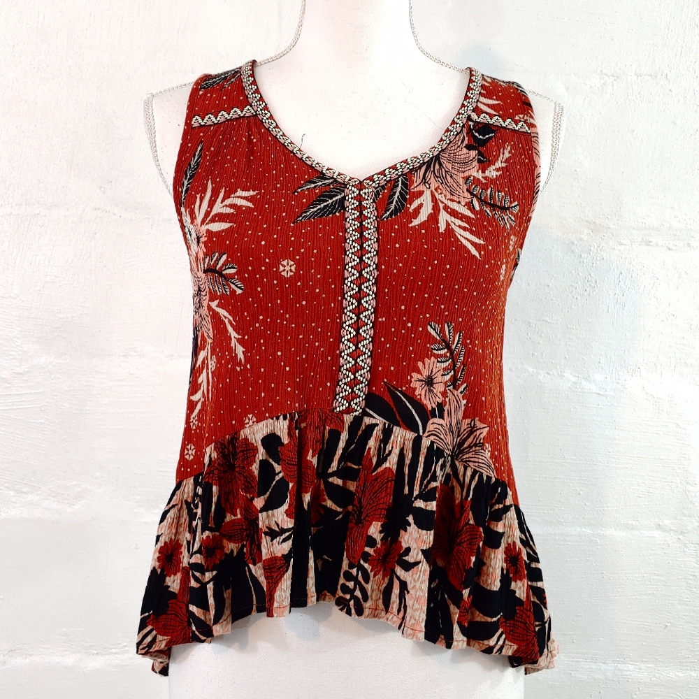 PATRONS OF PEACE FLORAL BOHO SLEEVELESS TOP - Picture 13 of 14